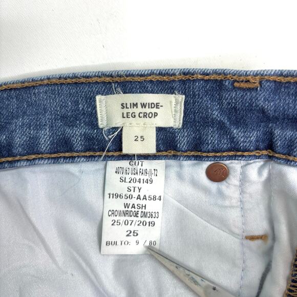 Madewell Slim Wide Leg Crop Crownridge Wash Raw Hem Edition 25 - Picture 4 of 8